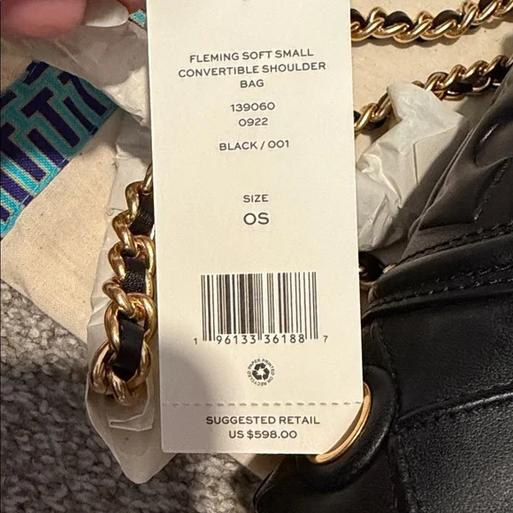 Tory Butch Fleming soft shoulder bag- black - Picture 8 of 8